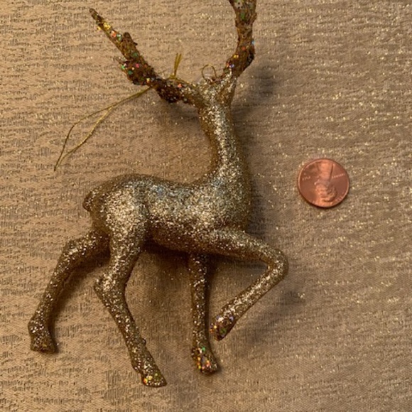 Sparkling Gold Reindeer Christmas Ornament - Picture 7 of 7